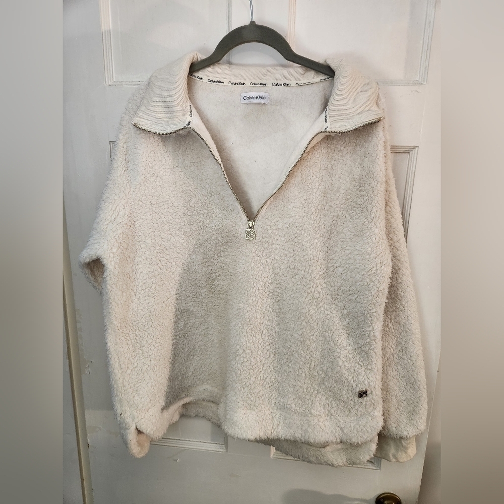 Calvin Klein Women's Off-White Fleece Sweater